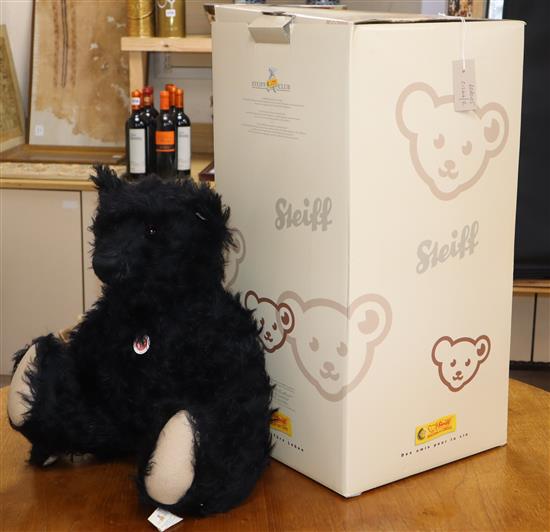 A large Steiff bear, black plush teddy bear (boxed)